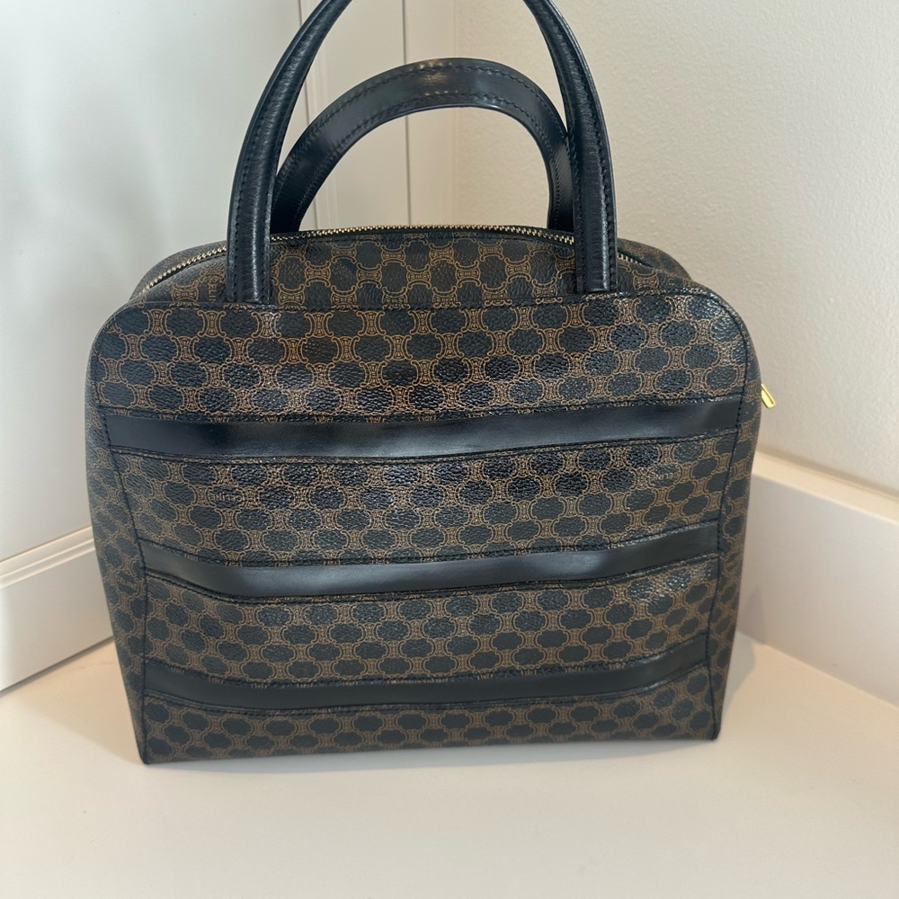 Celine Black and Brown Women's Handbag- Vintage